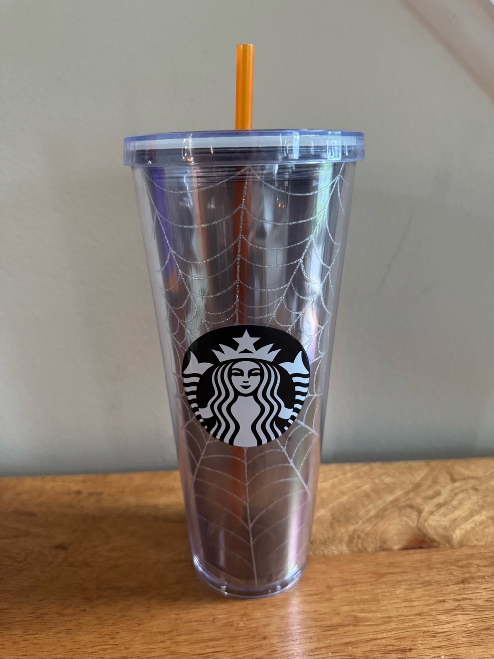 Starbucks Iridescent Purple Spiderweb Tumbler with Orange Straw